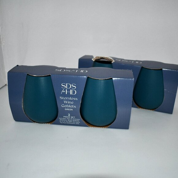 SDS for HD Designs Silicone Stemless Goblets Set of 4 in Teal NWT - Picture 1 of 4